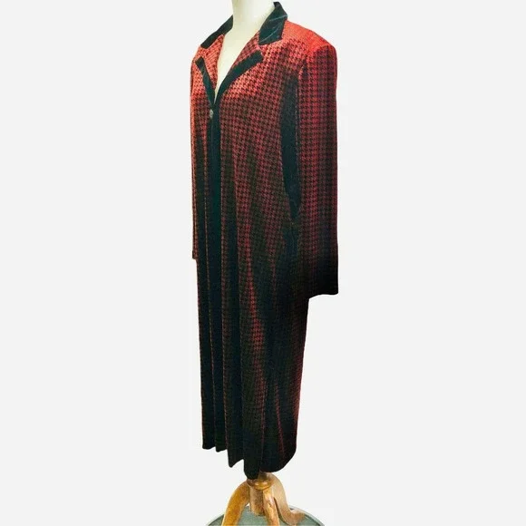 Coldwater Creek Velvet Duster Houndstooth Maxi Coat - Picture 4 of 9